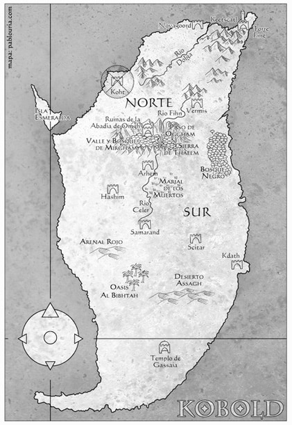 Mapa para la novela, Kobold. Pablo Uría ilustrador de mapas