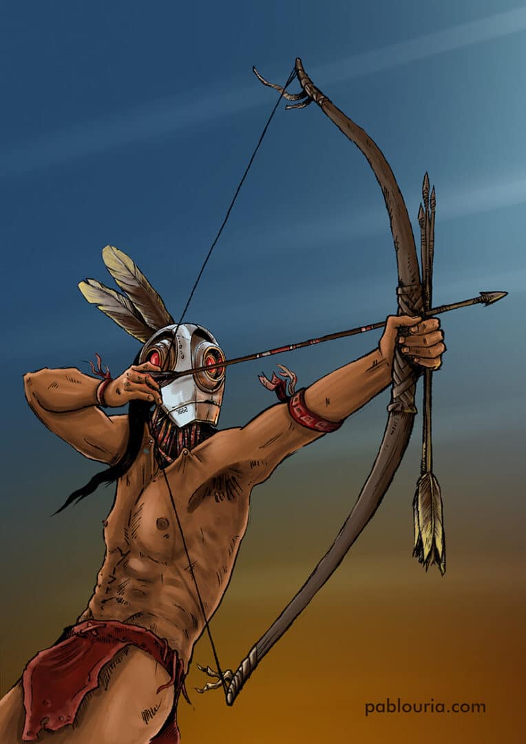 Native American Cyborg | Pablo Uría ilustrador
