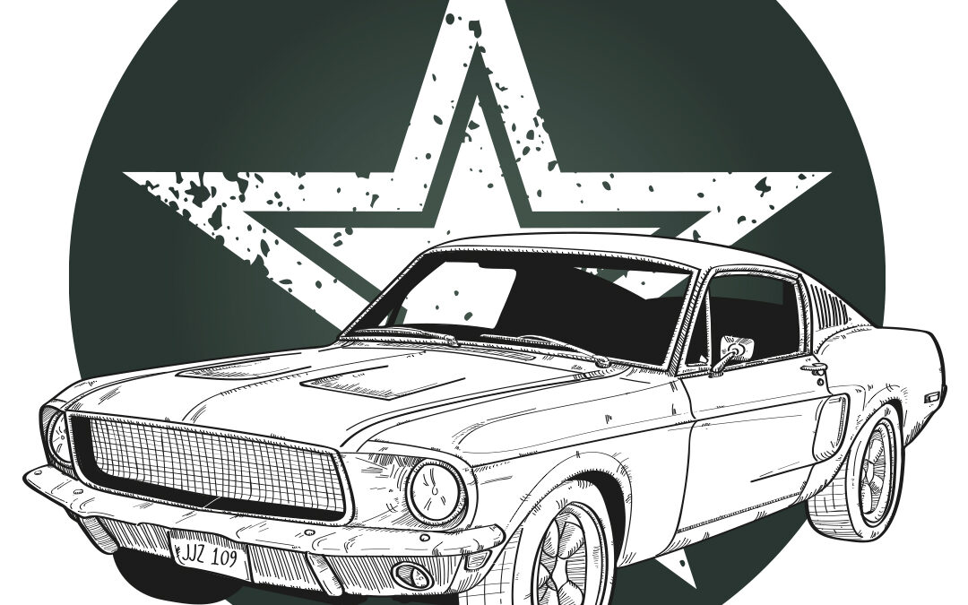 IlustraciÃ³n del Ford Mustang de Bullitt (1968)