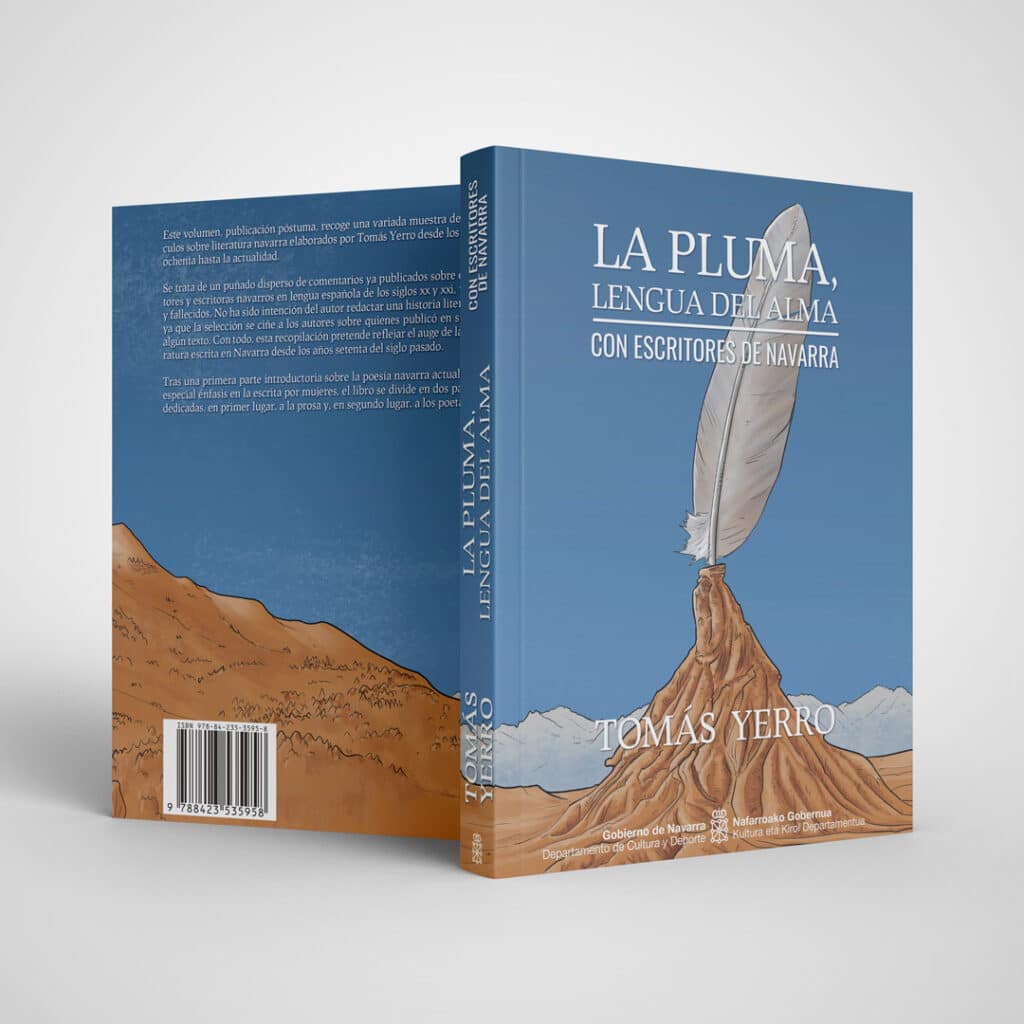 Ilustración de cubierta de libro: La pluma, lengua del alma - Tomás Yerro - Pablo Uria Ilustrador