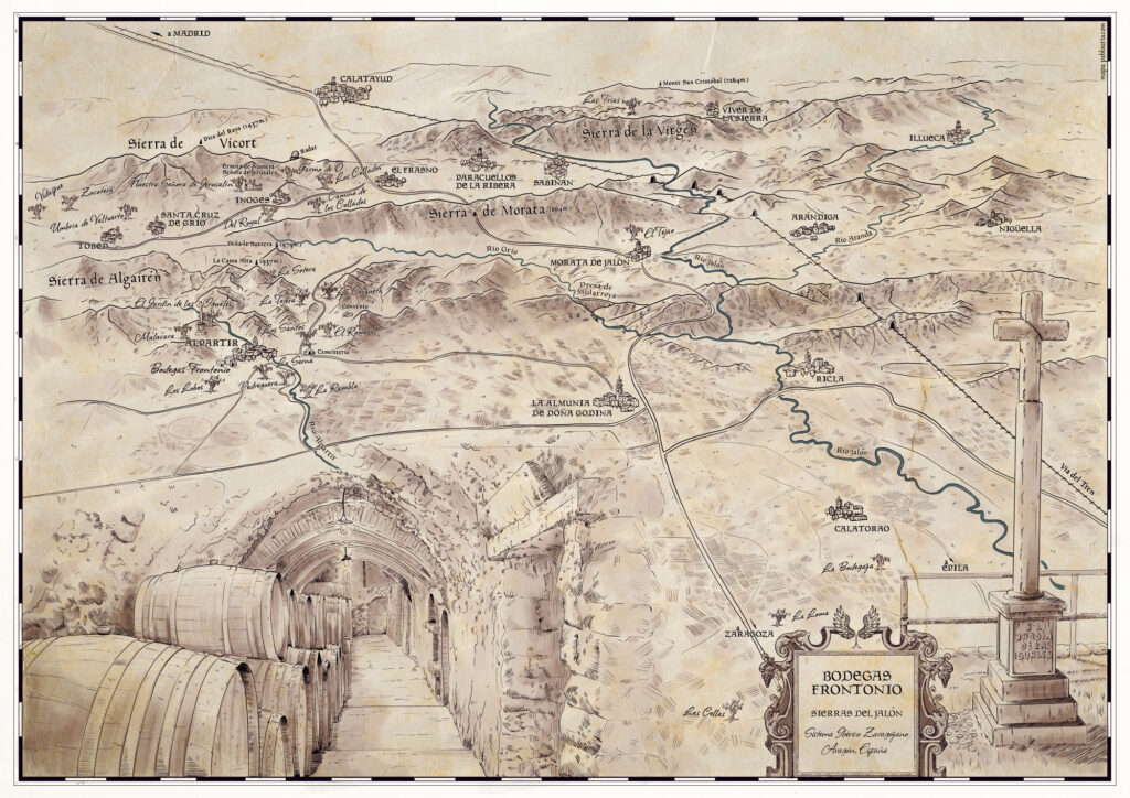 Mapa para bodegas Frontonio - Mapa con ilustraciones - Pablo Uría Ilustrador